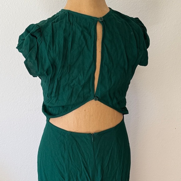 Reformation sz 4 Gavin Dress Elegant Emerald Green opens back detail great cond - Picture 7 of 14